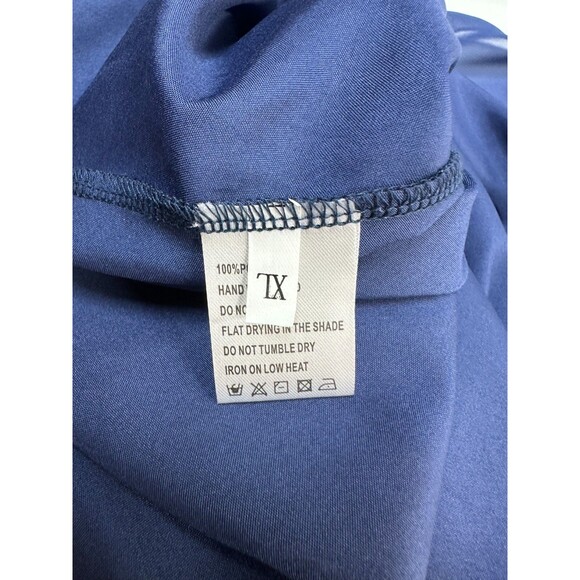 JJ's House Mother of the Bride Dress XL Scoop Short Sleeve A-Line Chiffon Blue - Picture 8 of 11